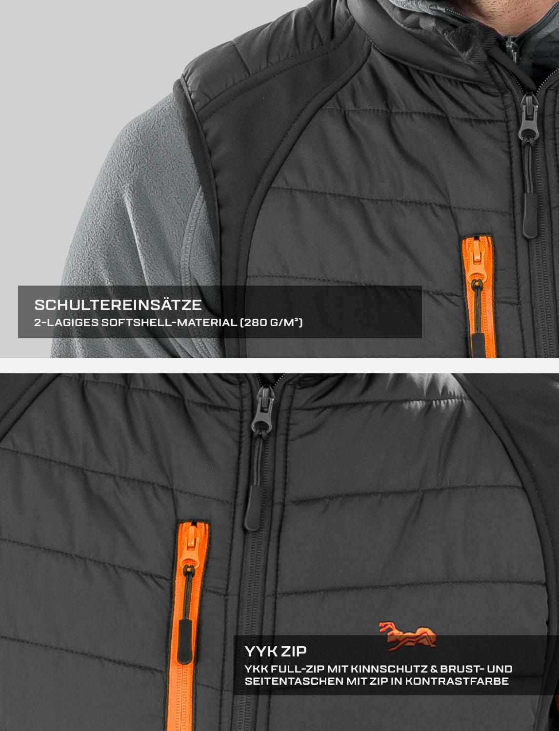 Outdoor Weste für Herren gepolstert mit Softshell Schultereinsätzen