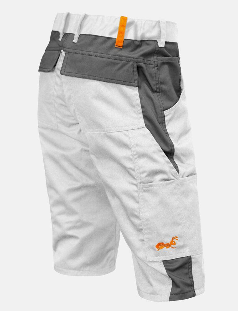 Herren Kurze-Arbeitshose Weiß mit Stretch Arbeitsshorts für Maler Baumwolle