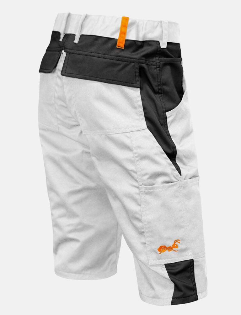 Herren Kurze-Arbeitshose Weiß mit Stretch Arbeitsshorts für Maler Baumwolle