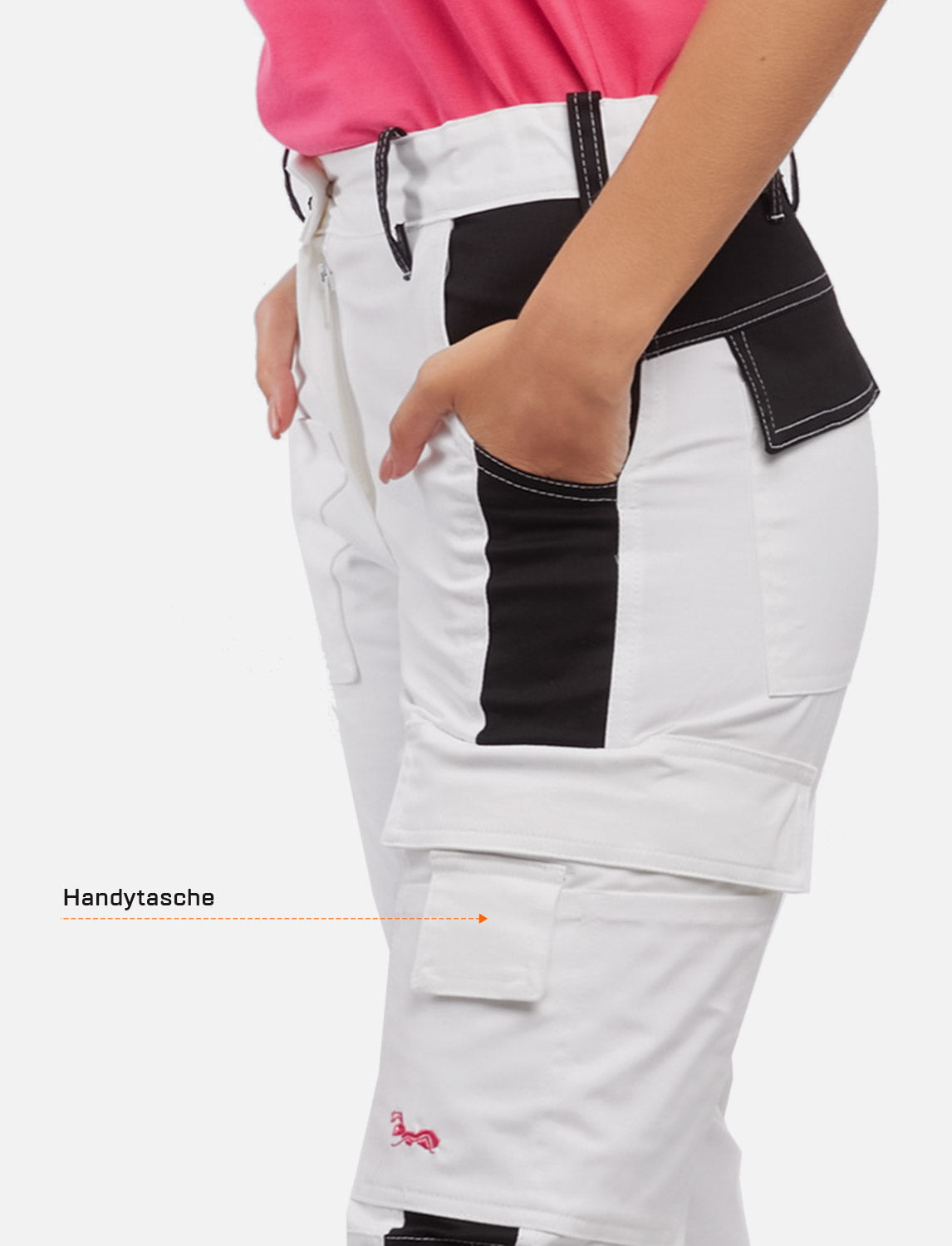 Damen kurze Arbeitshose Weiß aus Stretch Strong Baumwolle