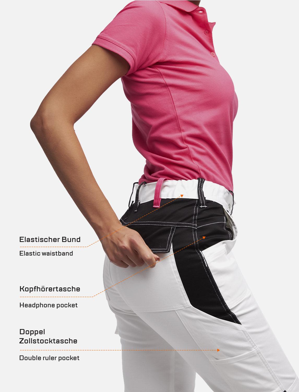 Damen Malerhose Weiß aus Stretch Strong Baumwolle