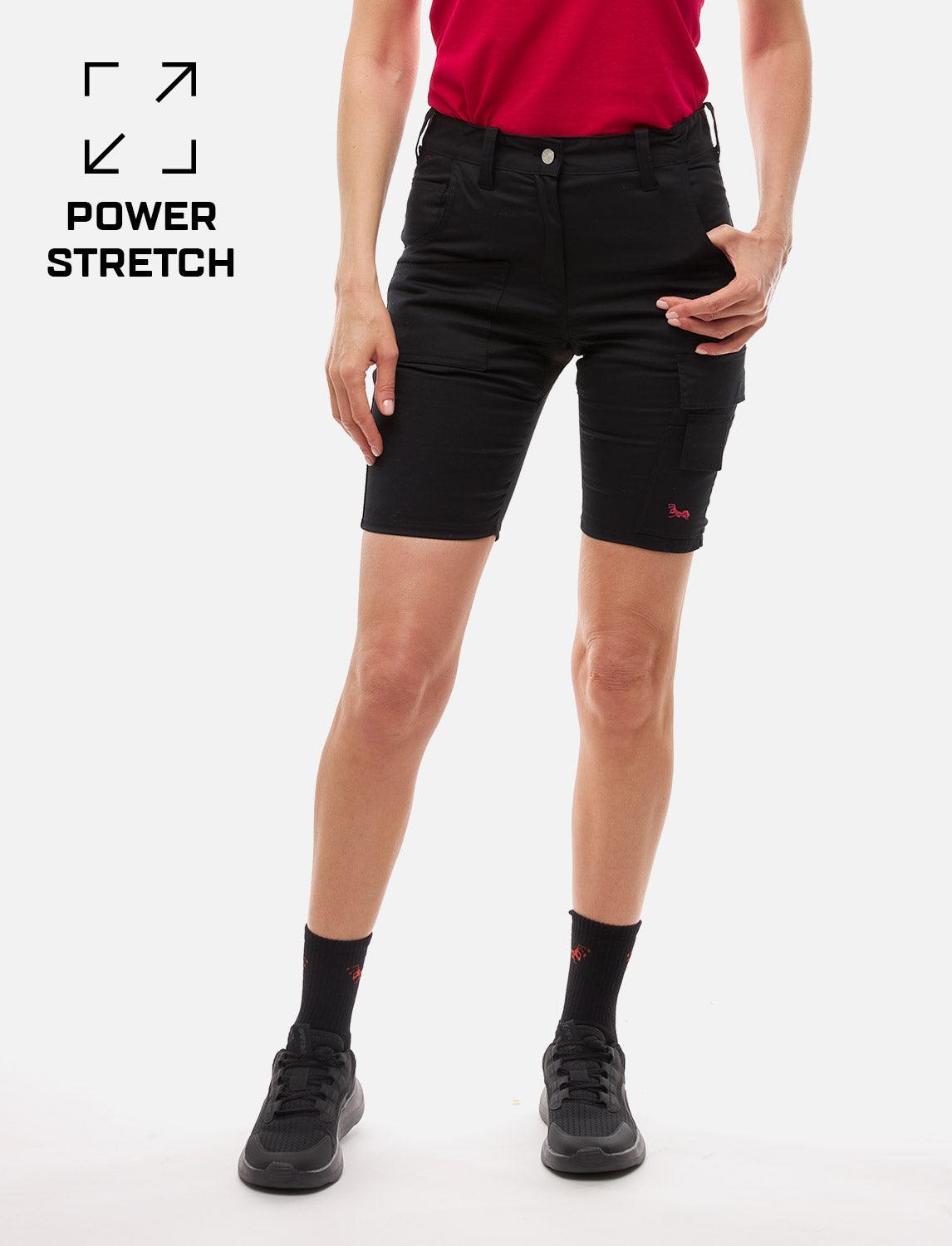 power Stretch Damen Kurze-Arbeitshose Cargo Shorts Slim Fit