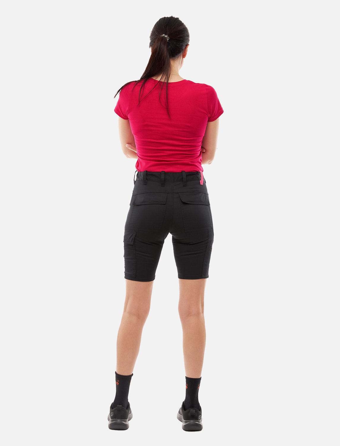 Damen Cargo Shorts Stretch Baumwolle Kurze-Arbeitshose Slim Fit