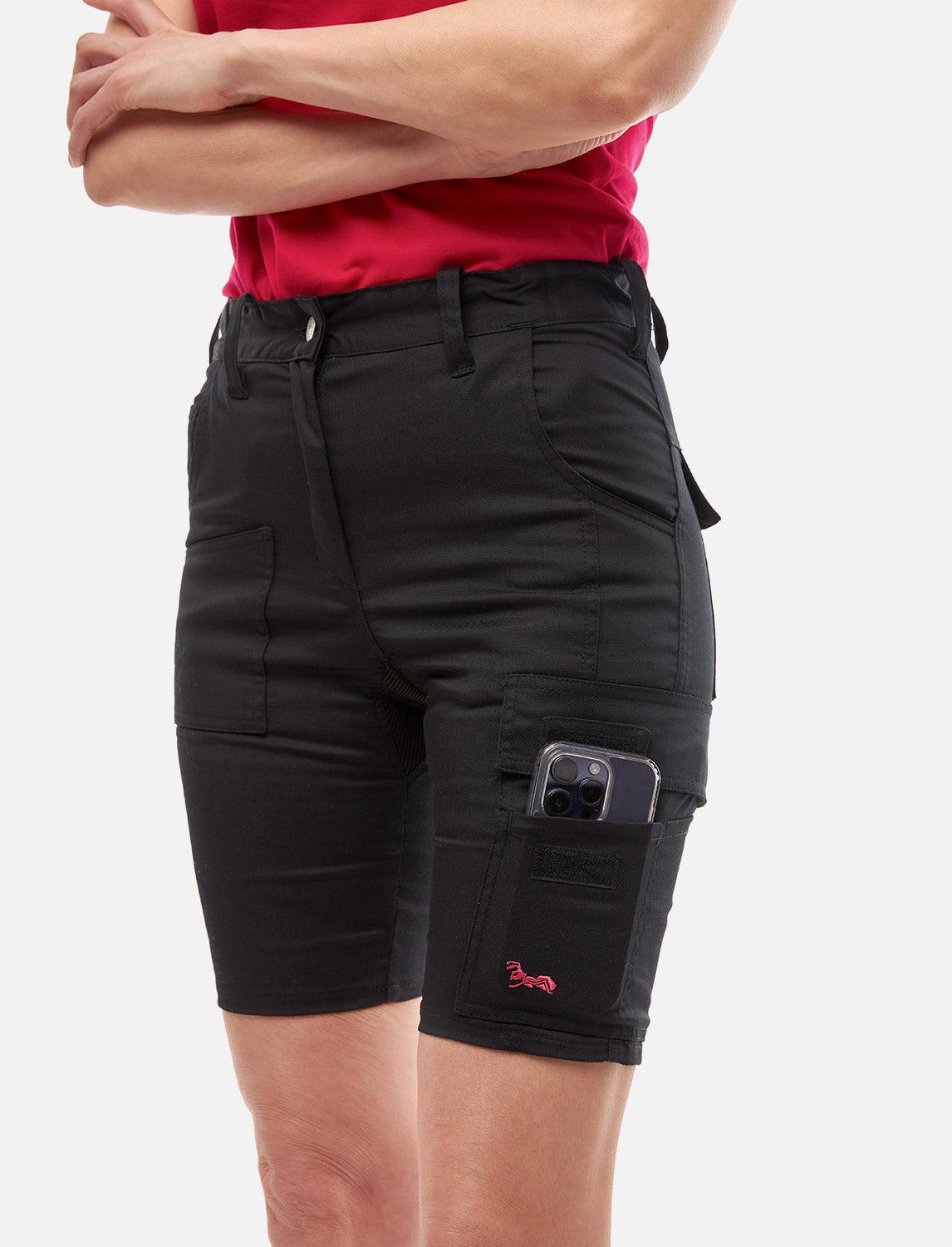 Damen Cargo Shorts Stretch Baumwolle Kurze-Arbeitshose Slim Fit