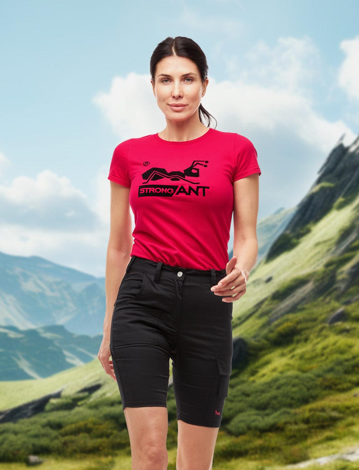 Damen Cargo Shorts Stretch Baumwolle Kurze-Arbeitshose Slim Fit