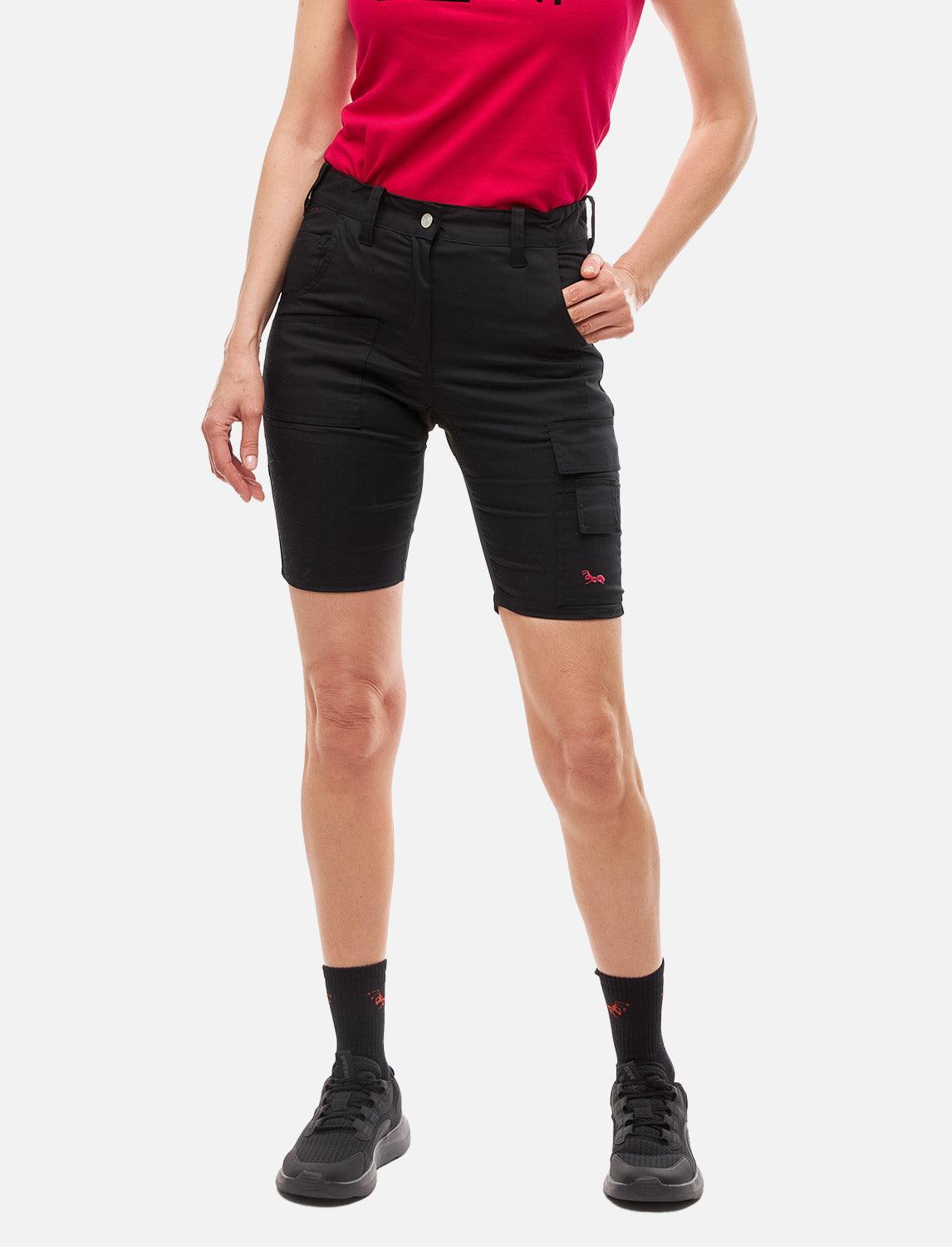 Damen Cargo Shorts Stretch Baumwolle Kurze-Arbeitshose Slim Fit