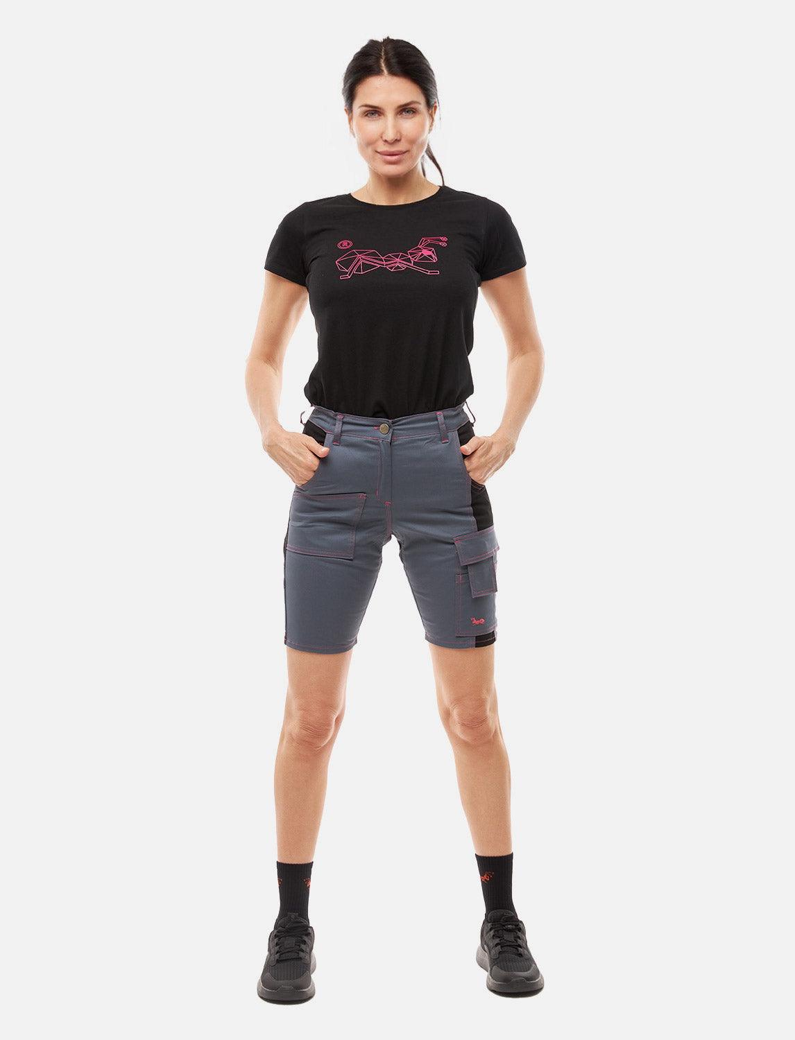 Damen Cargo Shorts Stretch Baumwolle Kurze-Arbeitshose Slim Fit