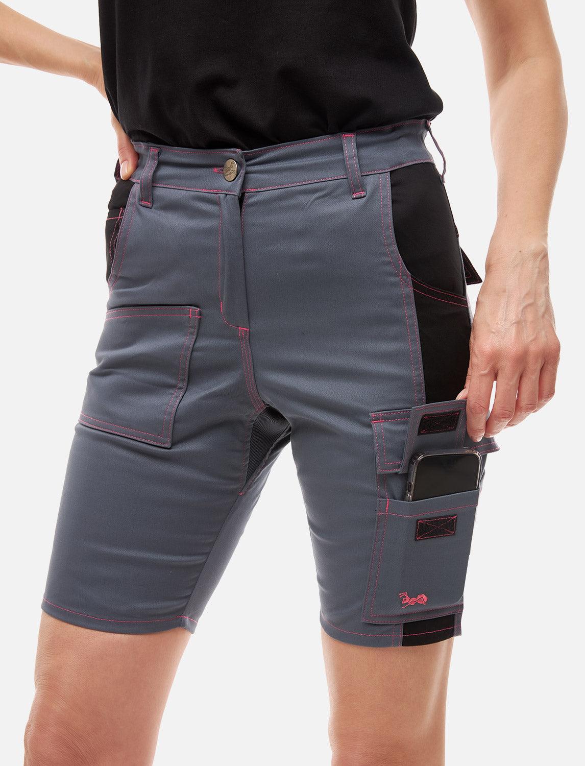 Damen Cargo Shorts Stretch Baumwolle Kurze-Arbeitshose Slim Fit