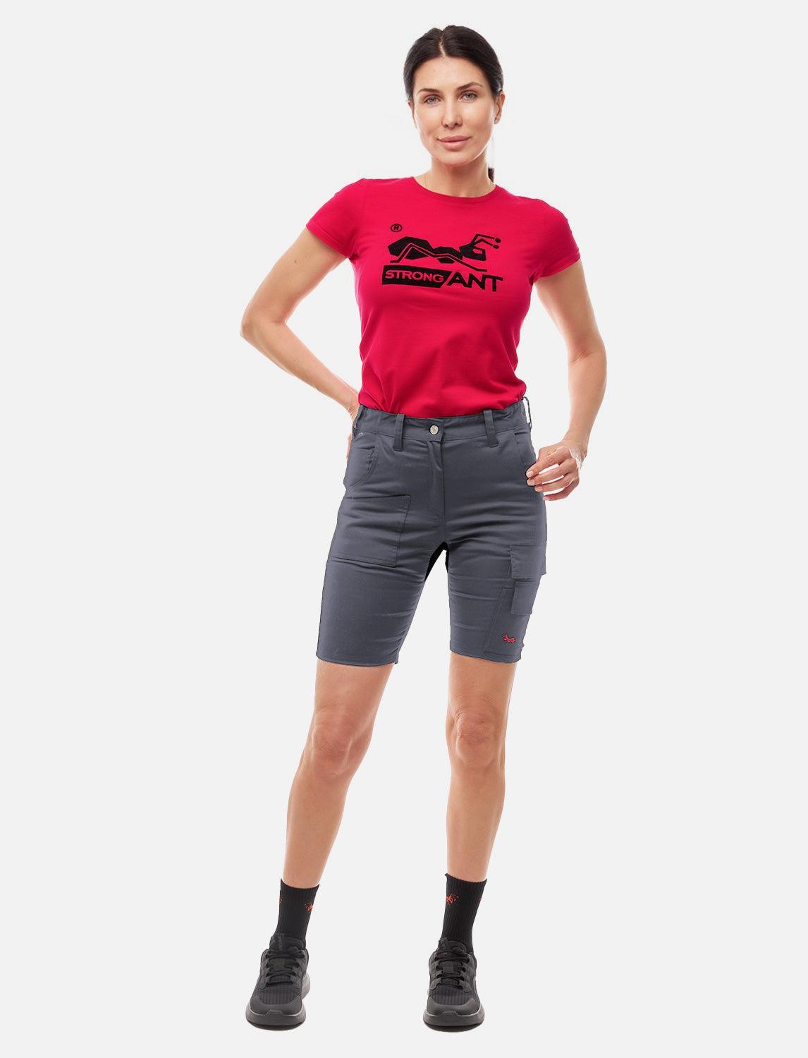 Damen Cargo Shorts Stretch Baumwolle Kurze-Arbeitshose Slim Fit