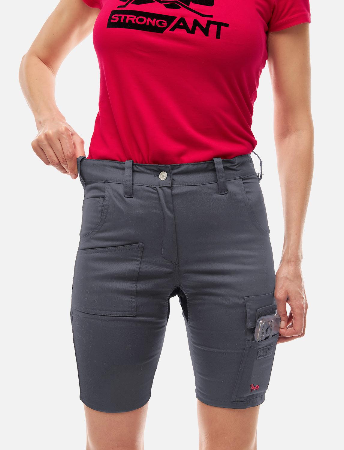 Damen Cargo Shorts Stretch Baumwolle Kurze-Arbeitshose Slim Fit