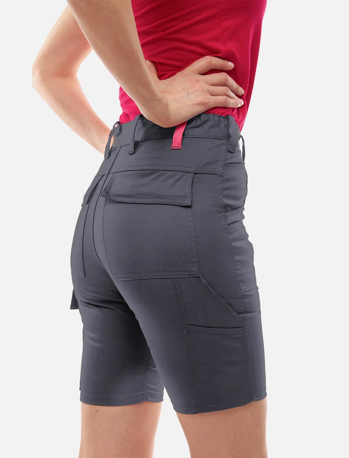 Damen Cargo Shorts Stretch Baumwolle Kurze-Arbeitshose Slim Fit