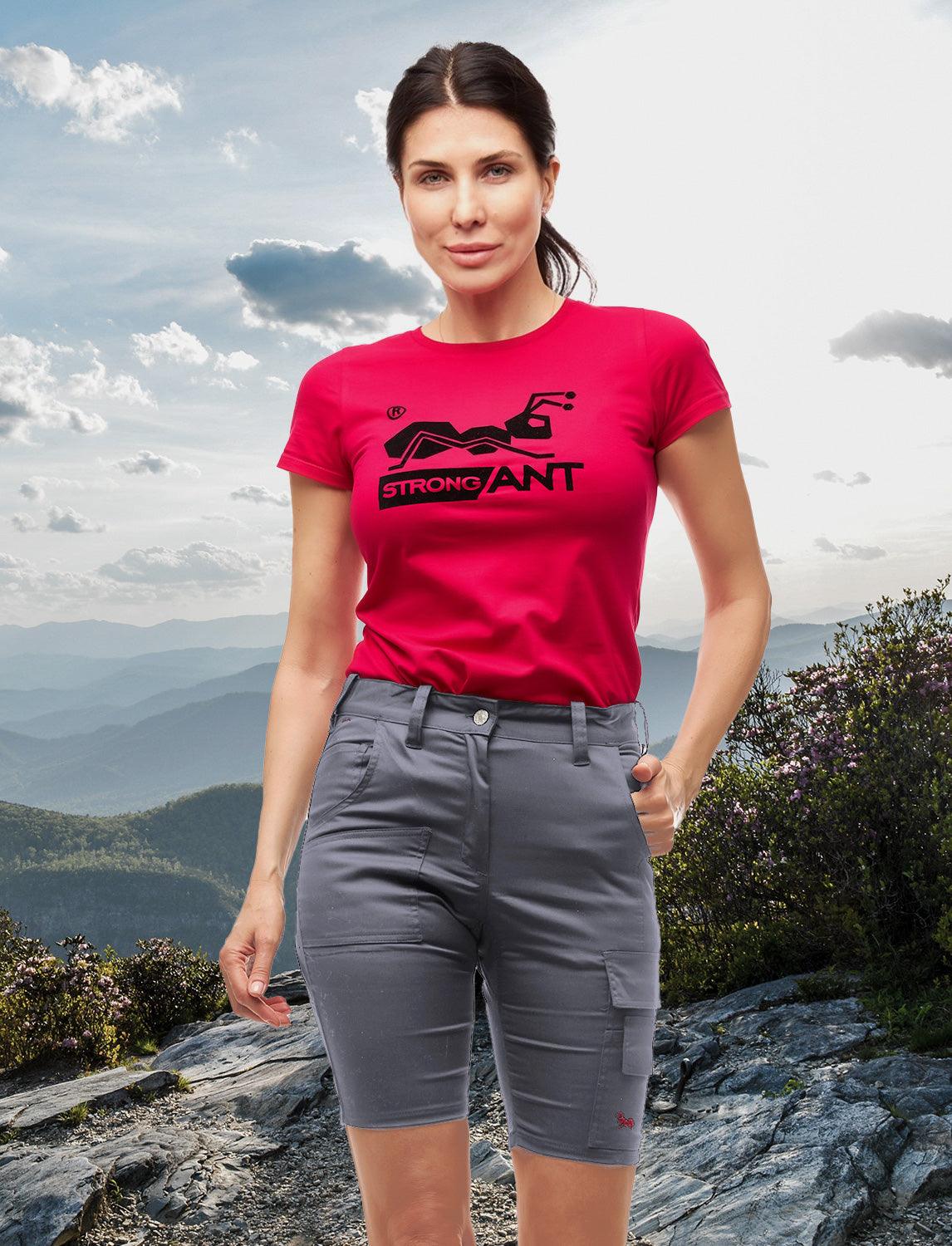 Damen Cargo Shorts Stretch Baumwolle Kurze-Arbeitshose Slim Fit