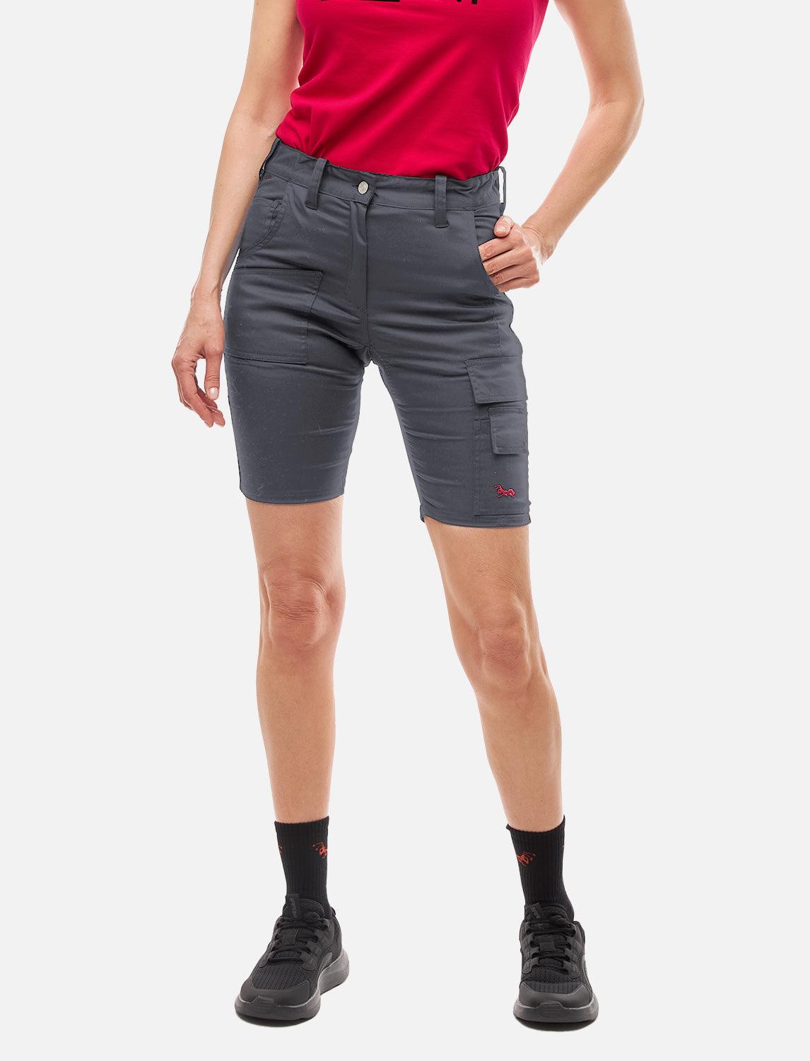 Damen Cargo Shorts Stretch Baumwolle Kurze-Arbeitshose Slim Fit