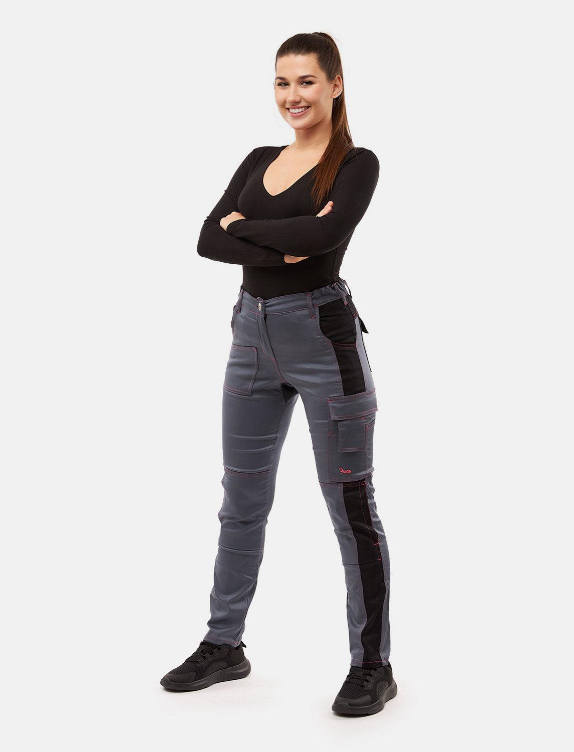 power Stretch Damen Arbeitshose Slim Fit Bundhose mit Kniepolstertaschen
