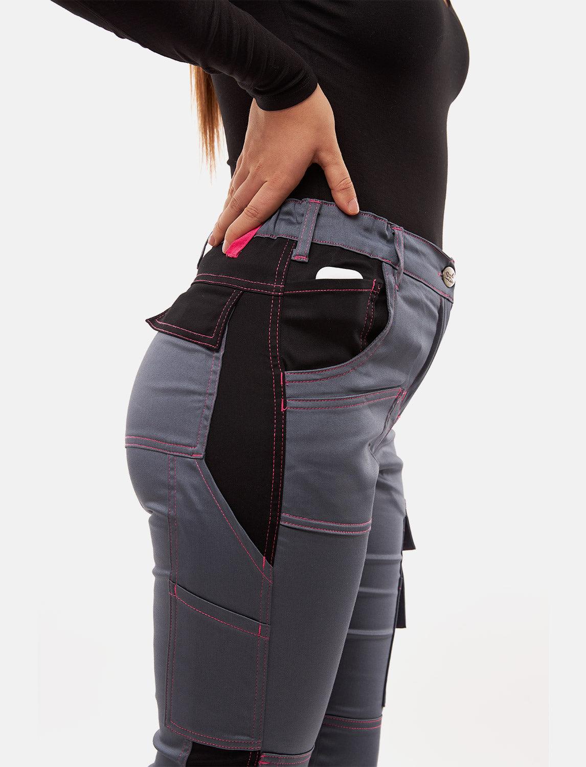 power Stretch Damen Arbeitshose Slim Fit Bundhose mit Kniepolstertaschen