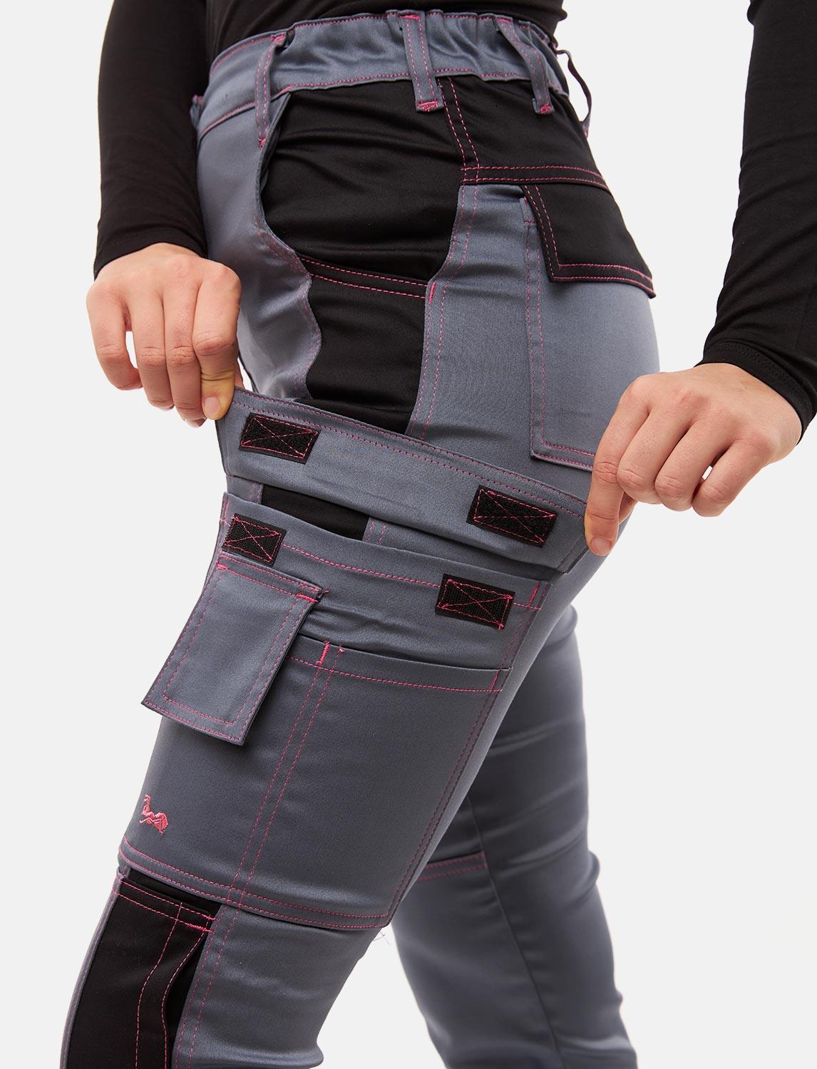 power Stretch Damen Arbeitshose Slim Fit Bundhose mit Kniepolstertaschen
