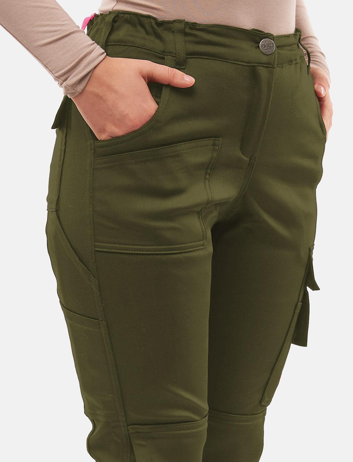 power Stretch Damen Arbeitshose Slim Fit Bundhose mit Kniepolstertaschen