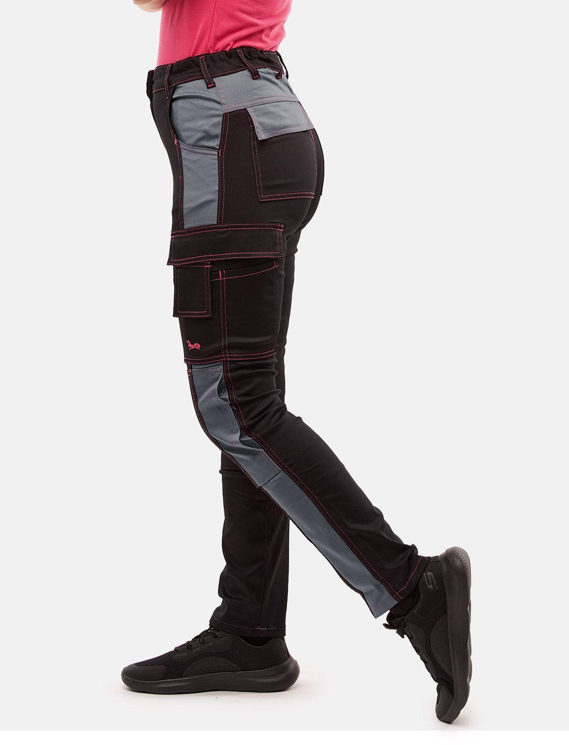 power Stretch Damen Arbeitshose Slim Fit Bundhose mit Kniepolstertaschen