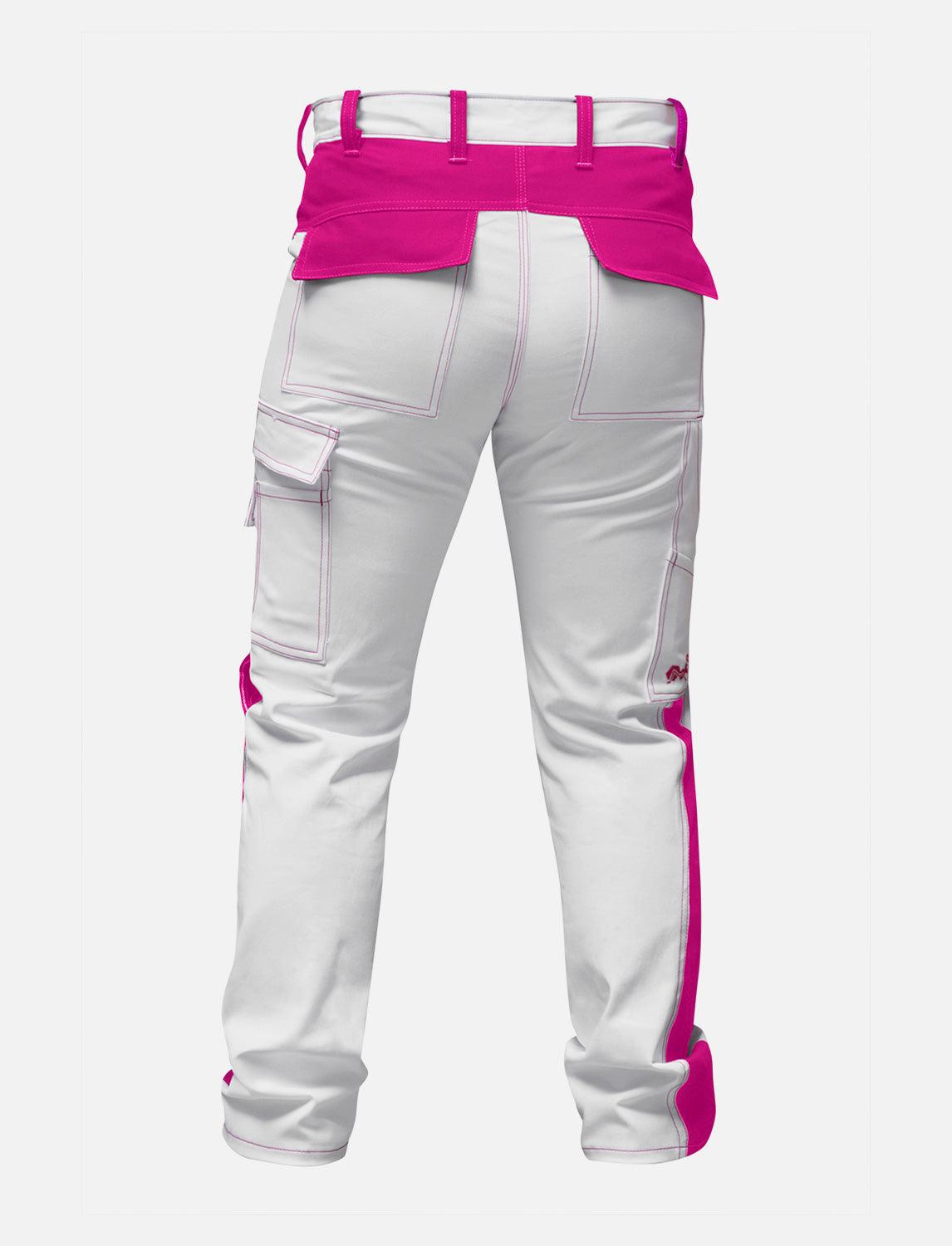 komplette Stretch Damen Malerhose mit Kniepolstertaschen Arbeitshose Weiß Baumwolle