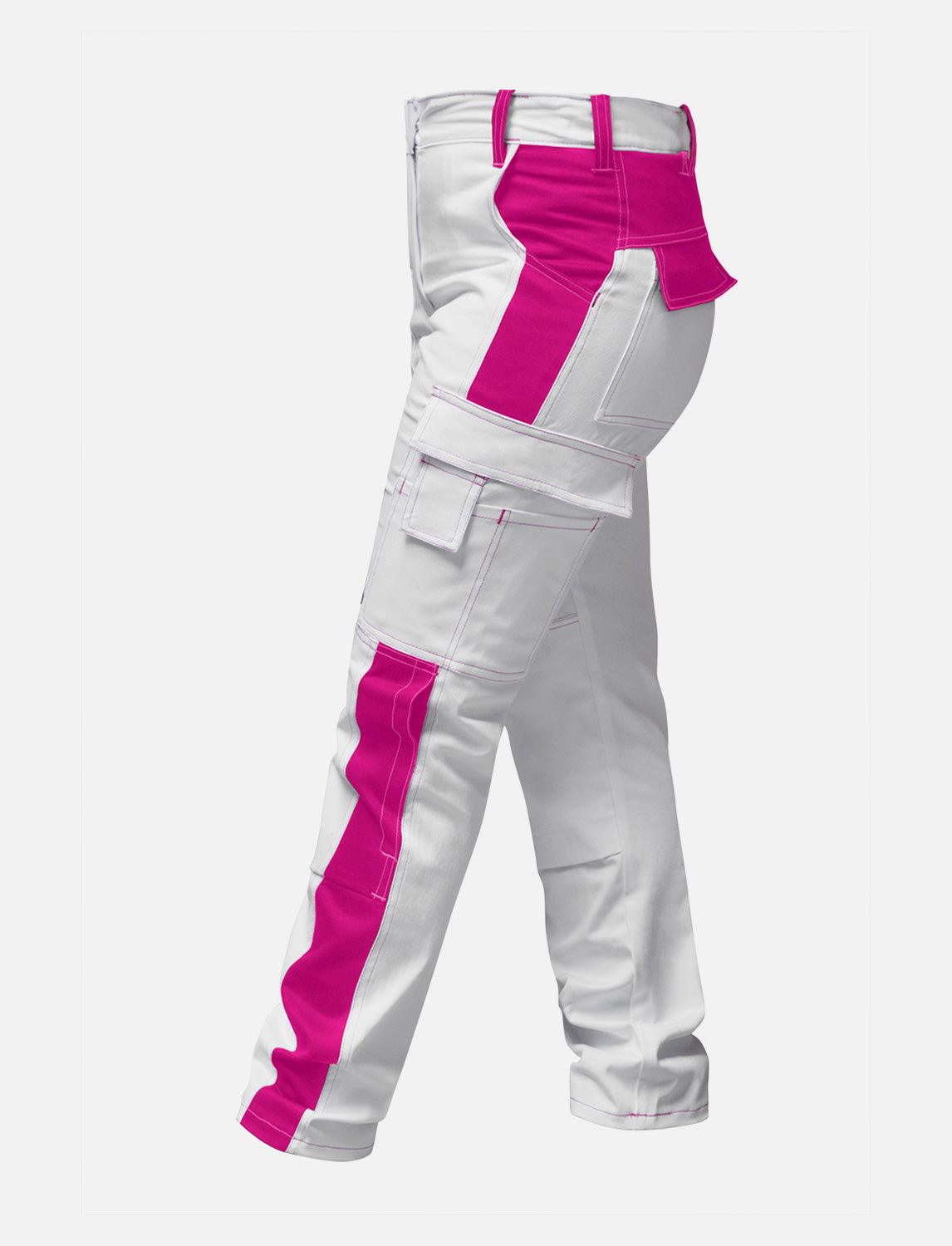 komplette Stretch Damen Malerhose mit Kniepolstertaschen Arbeitshose Weiß Baumwolle