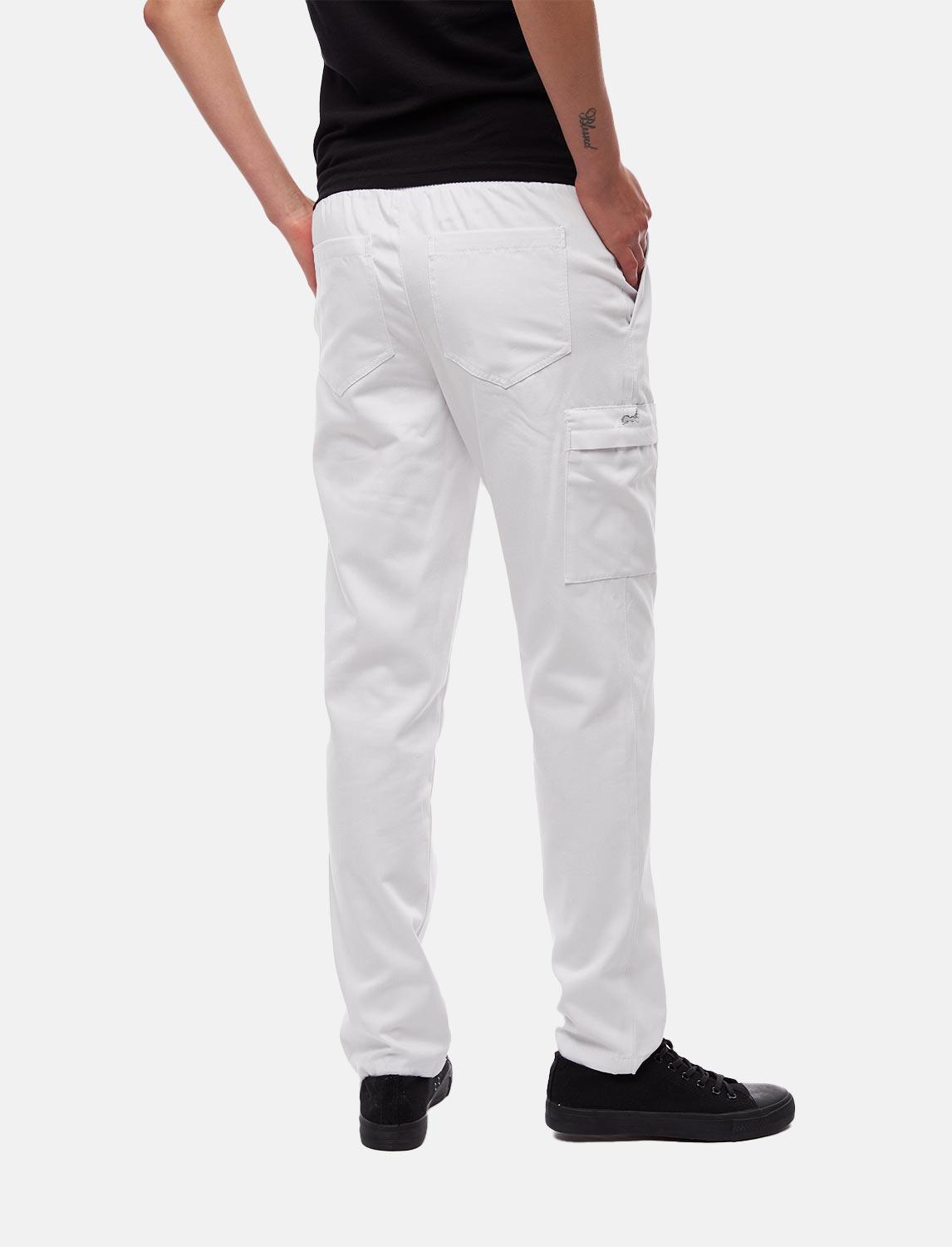 Damen Kochhose mit Gummizug Cargo Regular Fit Weiß / Schwarz