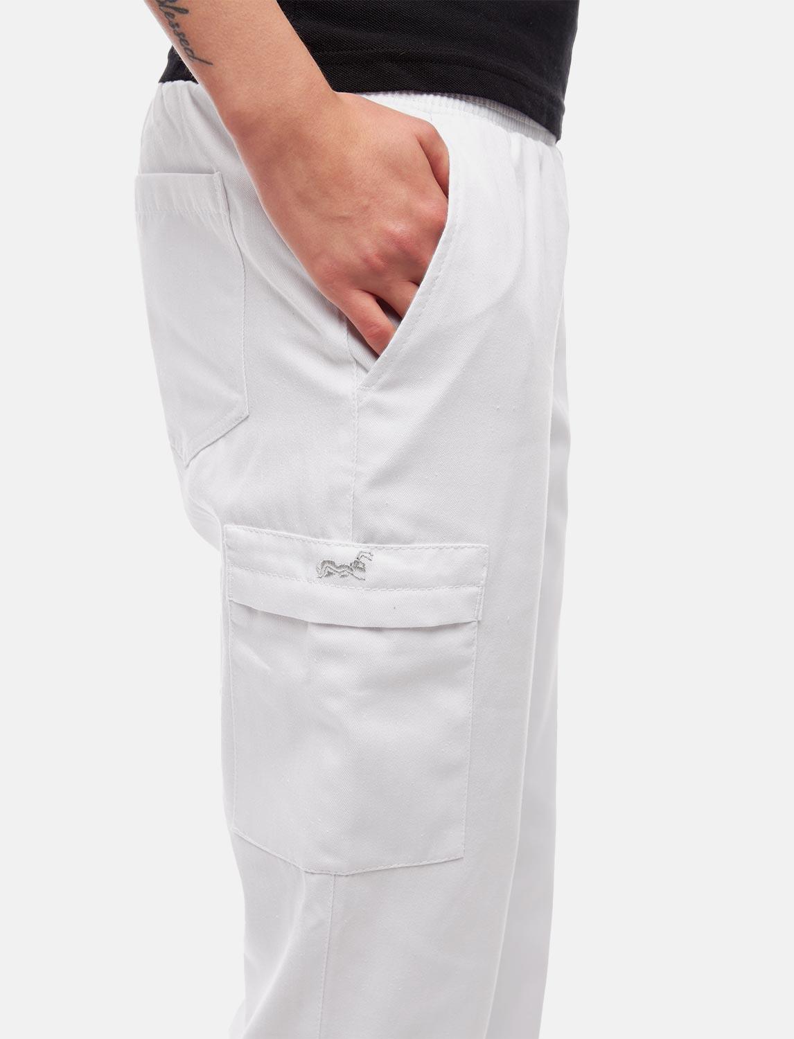 Damen Kochhose mit Gummizug Cargo Regular Fit Weiß / Schwarz