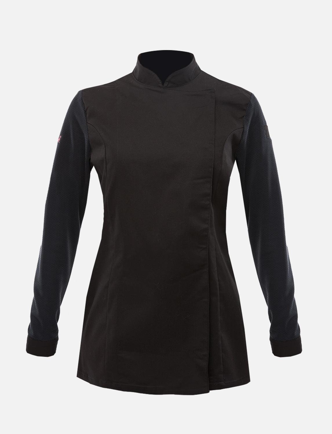 Damen Kochjacke mit dryMesh Rücken und Ärmel - Druckknöpfen - Langarm