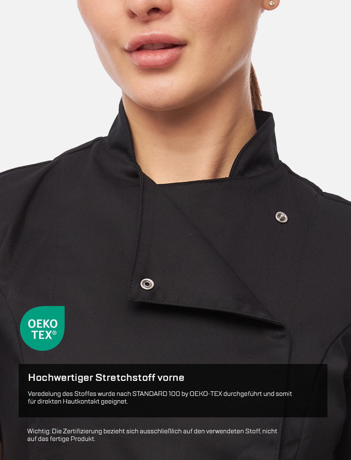 Damen Kochjacke mit dryMesh Rücken und Ärmel - Druckknöpfen - Langarm