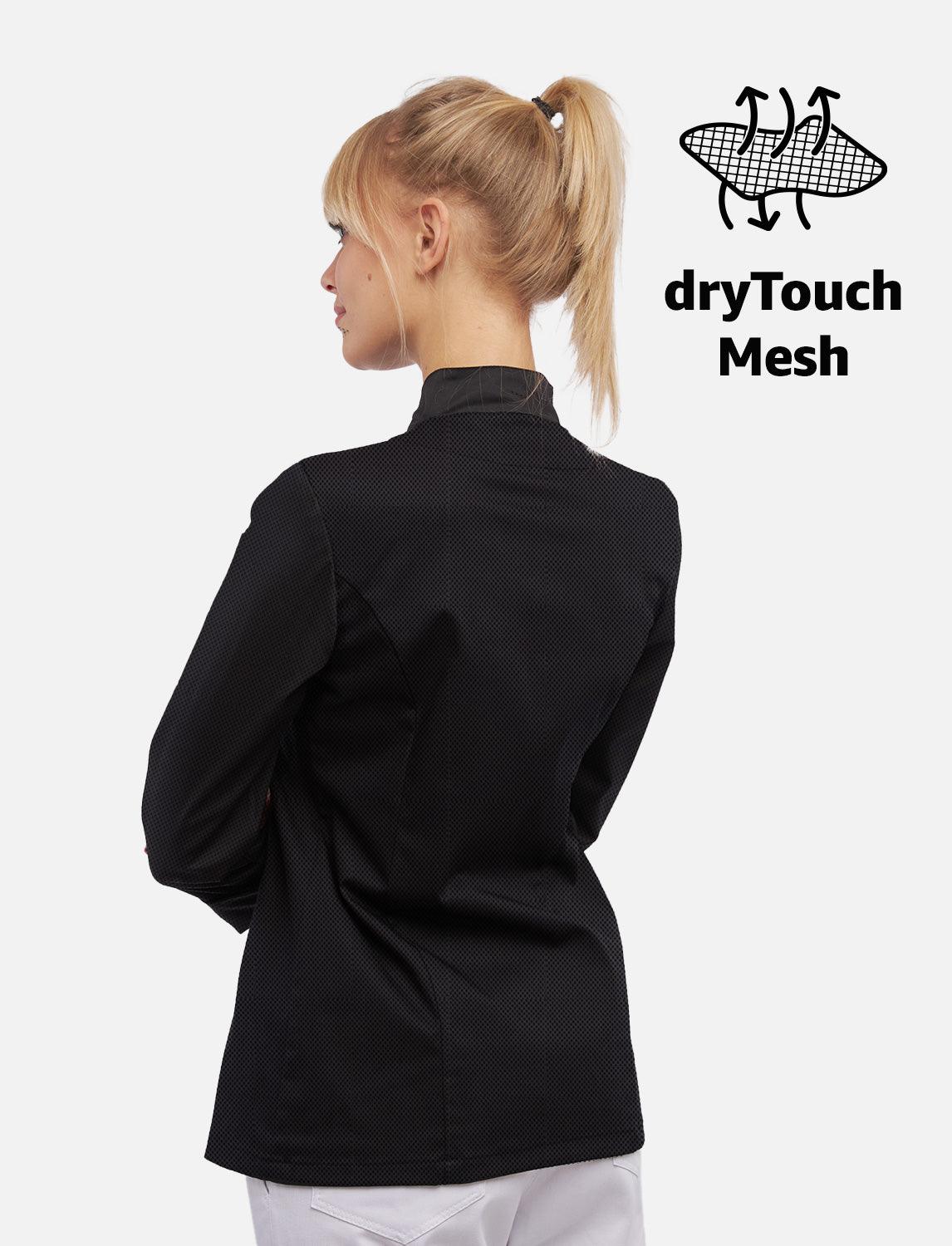 Damen Kochjacke mit dryMesh Rücken und Ärmel - Druckknöpfen - Langarm