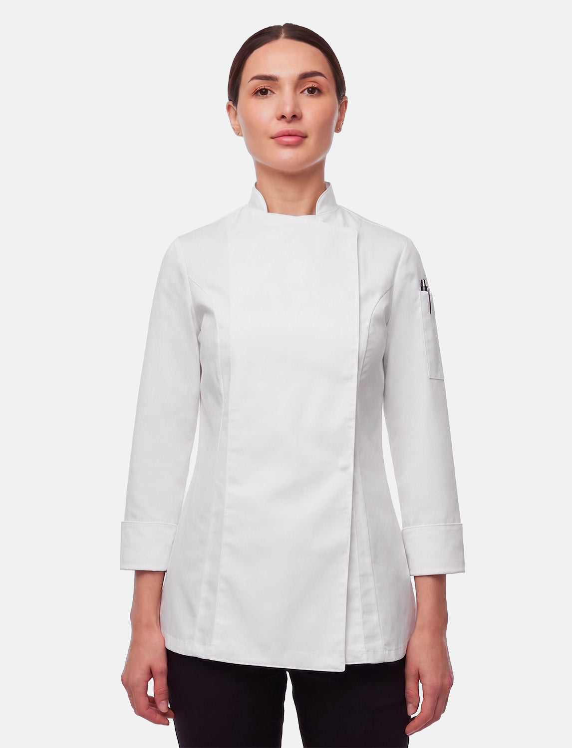 Stretch Kochjacke Damen Slim Fit mit Druckknöpfen | StrongAnt D411LANGSTR