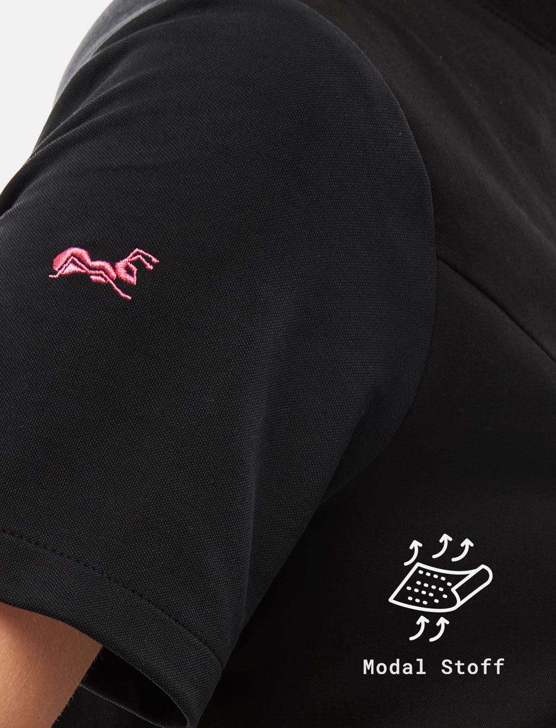 Kochjacke Schwarz Damen mit Druckknöpfen Kochhemd Kurzarm Modal Stoff