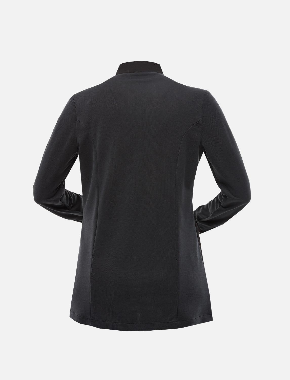 Schwarzе Kochjacke Damen mit Druckknöpfen Kochhemd Langarm Modal Stoff