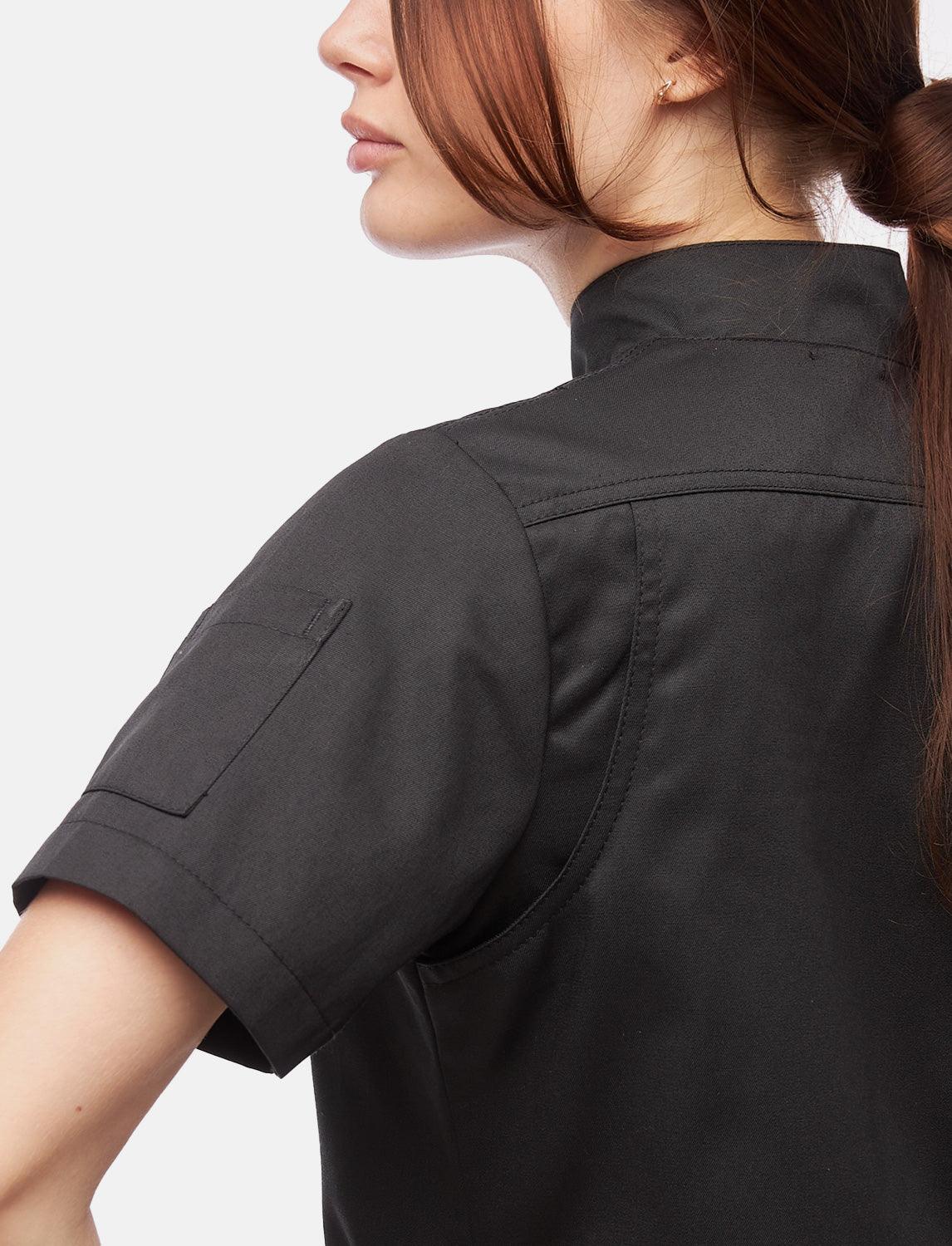 easyClean Damen Kochjacke Kurzarm inkl. Kugelknöpfe aus Baumwolle Regular Fit