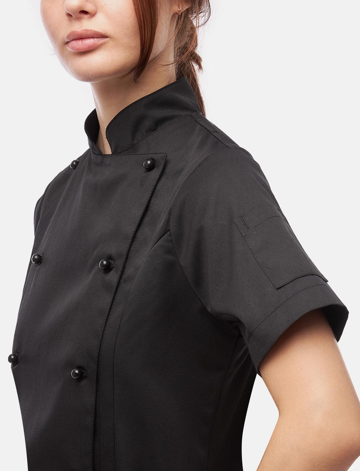 easyClean Damen Kochjacke Kurzarm inkl. Kugelknöpfe aus Baumwolle Regular Fit