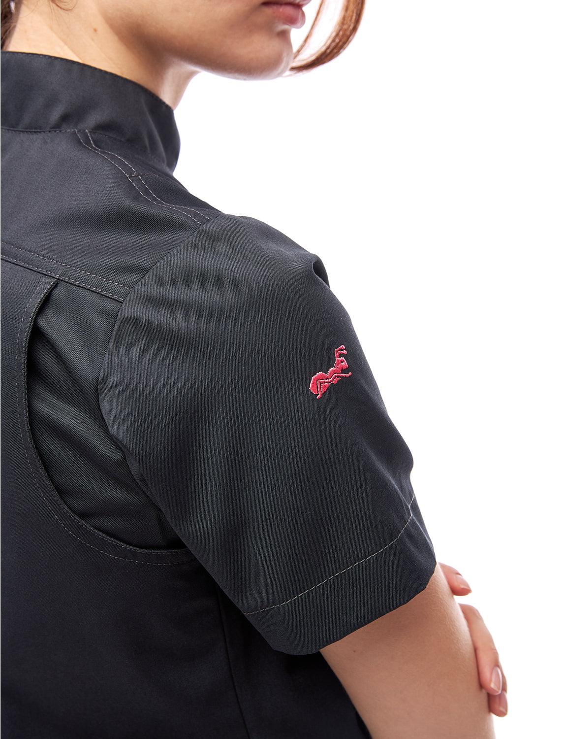 easyClean Damen Kochjacke Kurzarm inkl. Kugelknöpfe aus Baumwolle Regular Fit