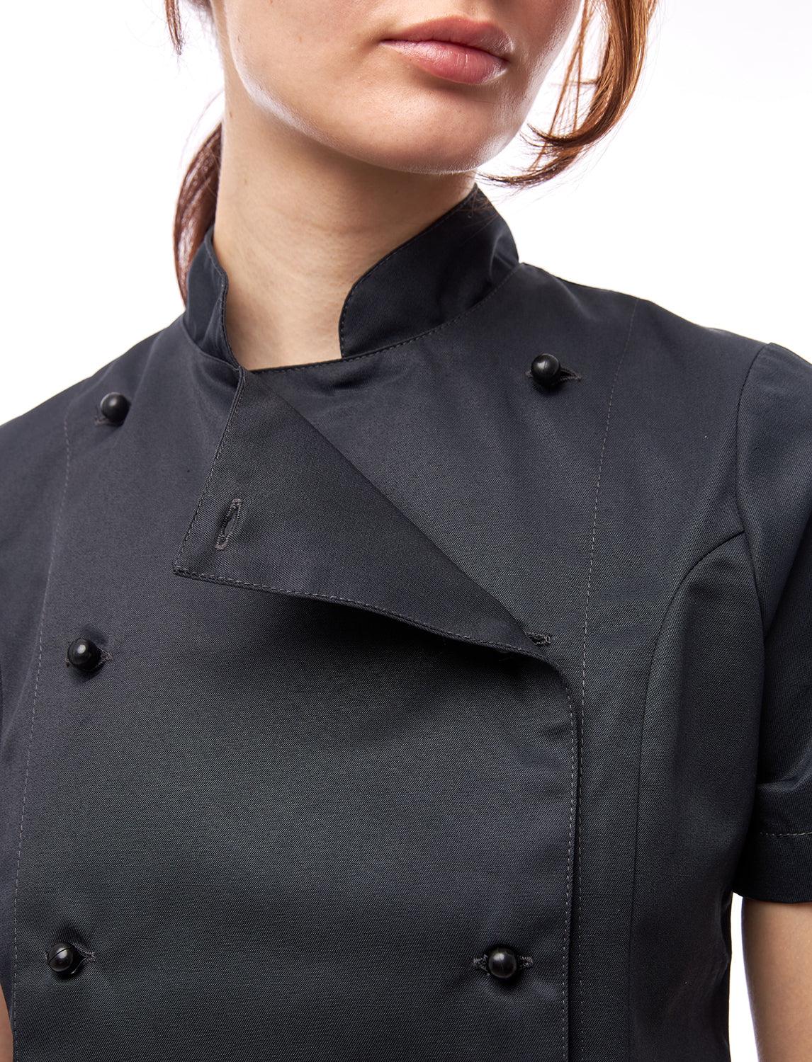 easyClean Damen Kochjacke Kurzarm inkl. Kugelknöpfe aus Baumwolle Regular Fit