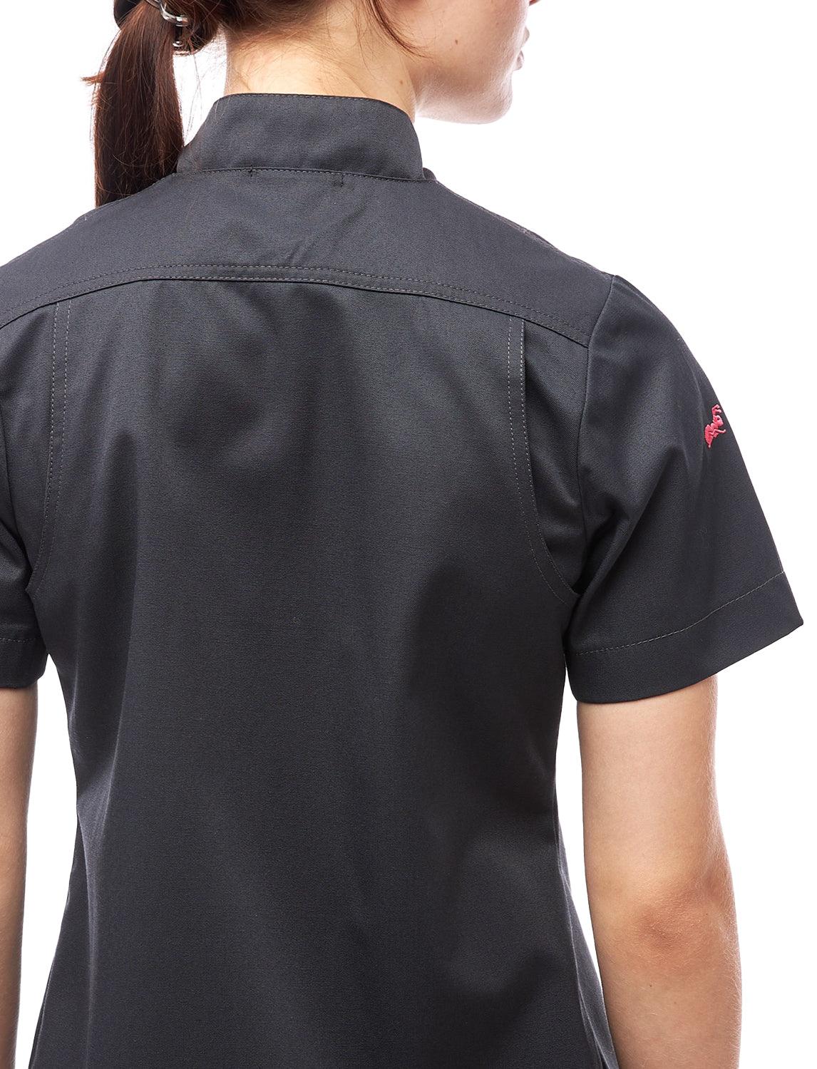 easyClean Damen Kochjacke Kurzarm inkl. Kugelknöpfe aus Baumwolle Regular Fit