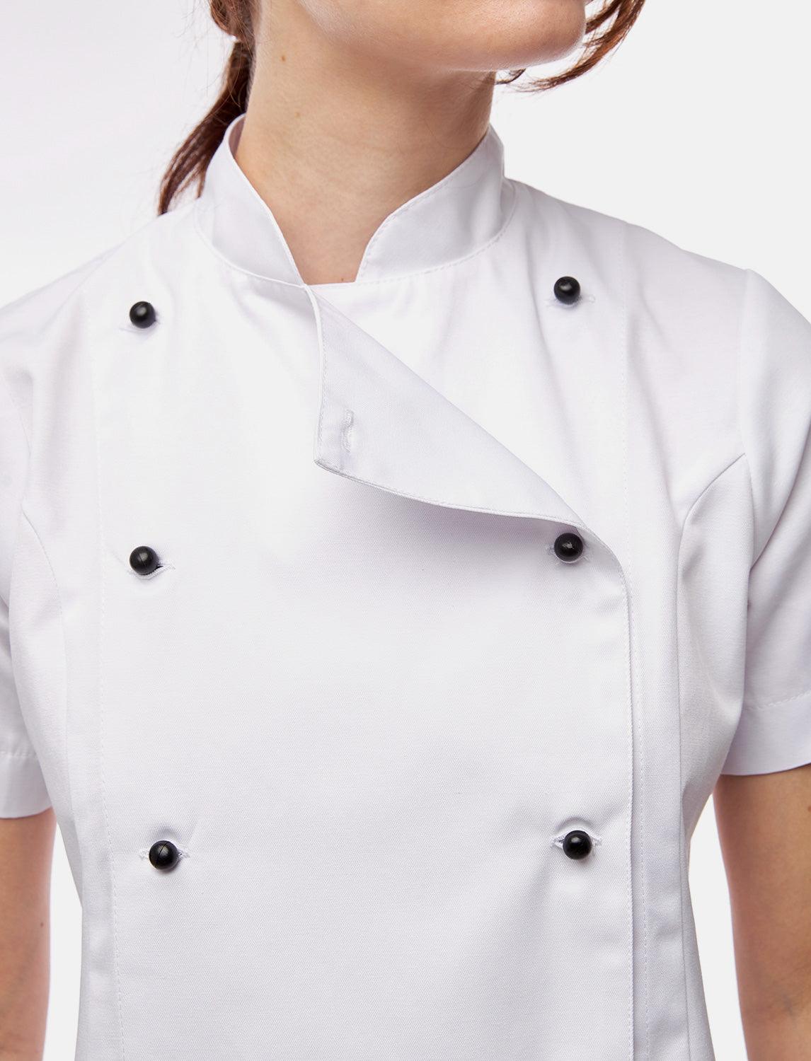easyClean Damen Kochjacke Kurzarm inkl. Kugelknöpfe aus Baumwolle Regular Fit