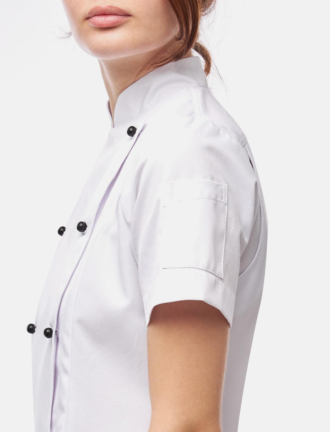 easyClean Damen Kochjacke Kurzarm inkl. Kugelknöpfe aus Baumwolle Regular Fit