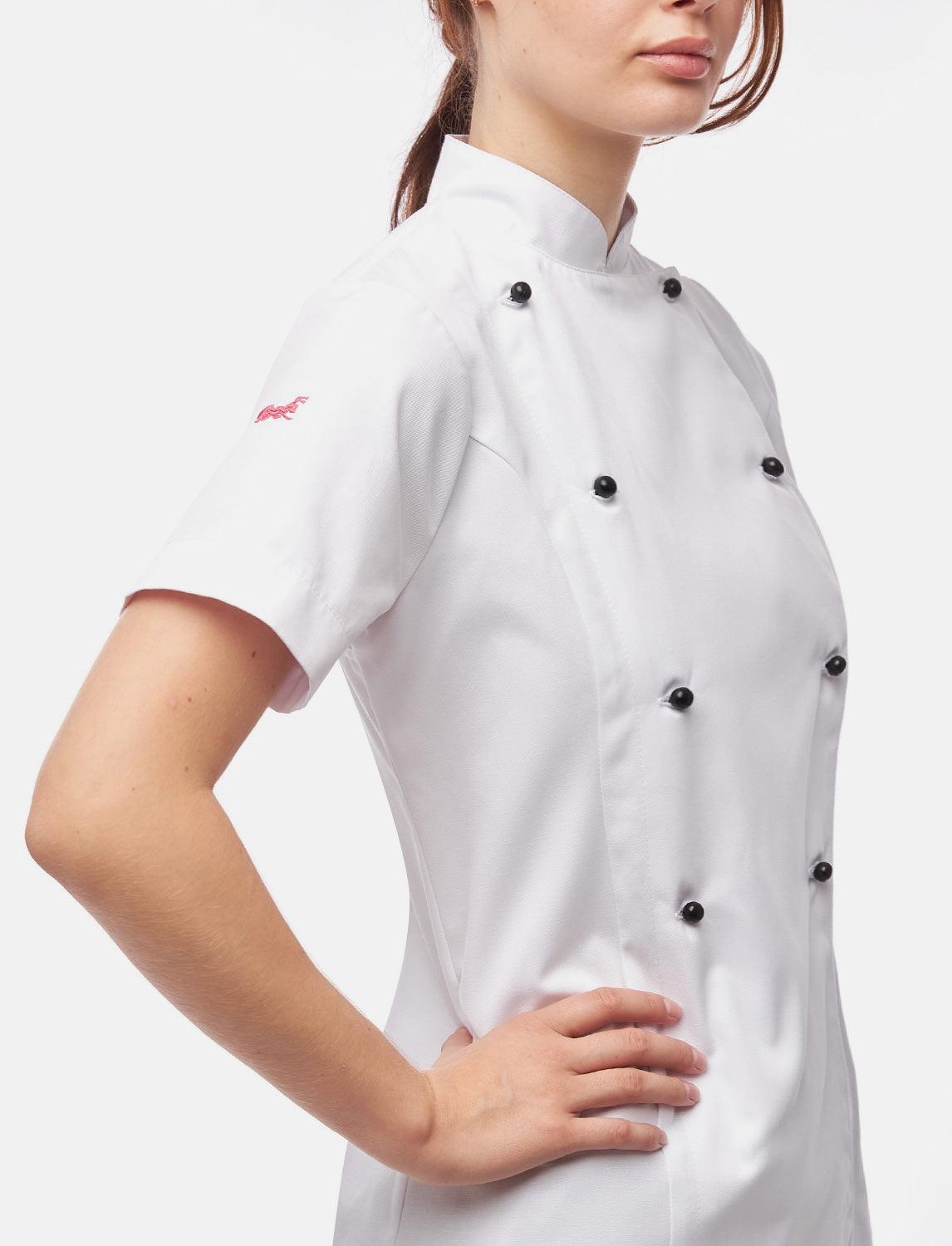 easyClean Damen Kochjacke Kurzarm inkl. Kugelknöpfe aus Baumwolle Regular Fit