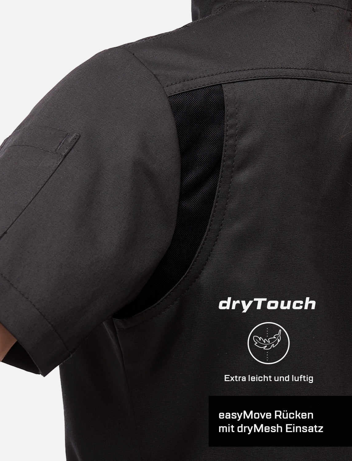 Damen Kochjacke Kurzarm mit Druckknöpfen aus easyClean Baumwolle