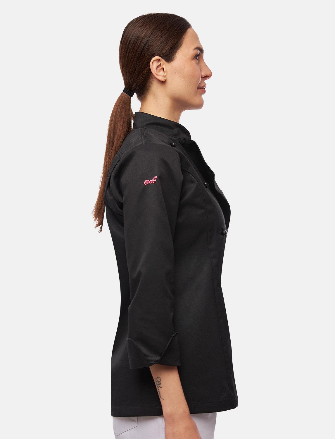 easyClean Damen Kochjacke Langarm inkl. Kugelknöpfe aus Baumwolle Regular Fit