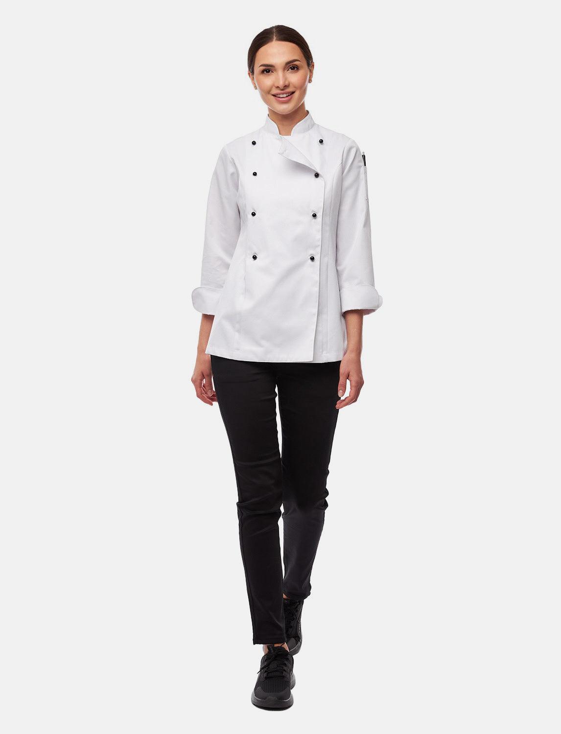 easyClean Damen Kochjacke Langarm inkl. Kugelknöpfe aus Baumwolle Regular Fit