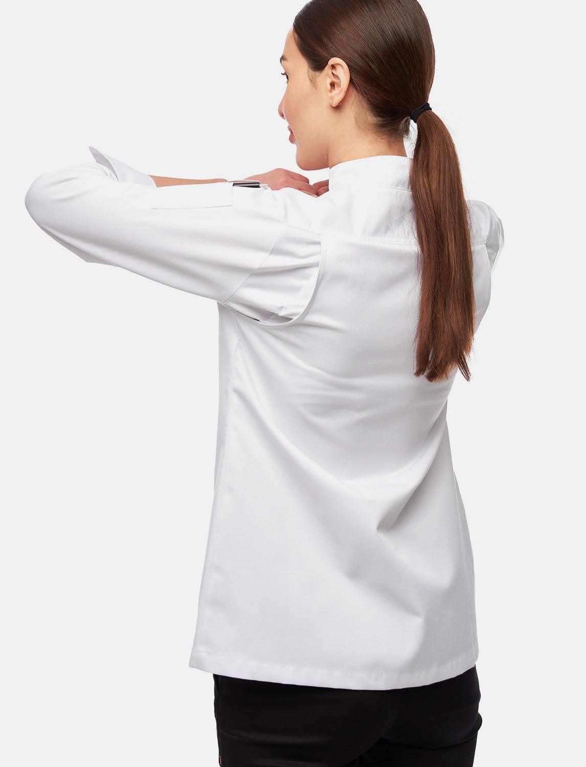 easyClean Damen Kochjacke Langarm inkl. Kugelknöpfe aus Baumwolle Regular Fit