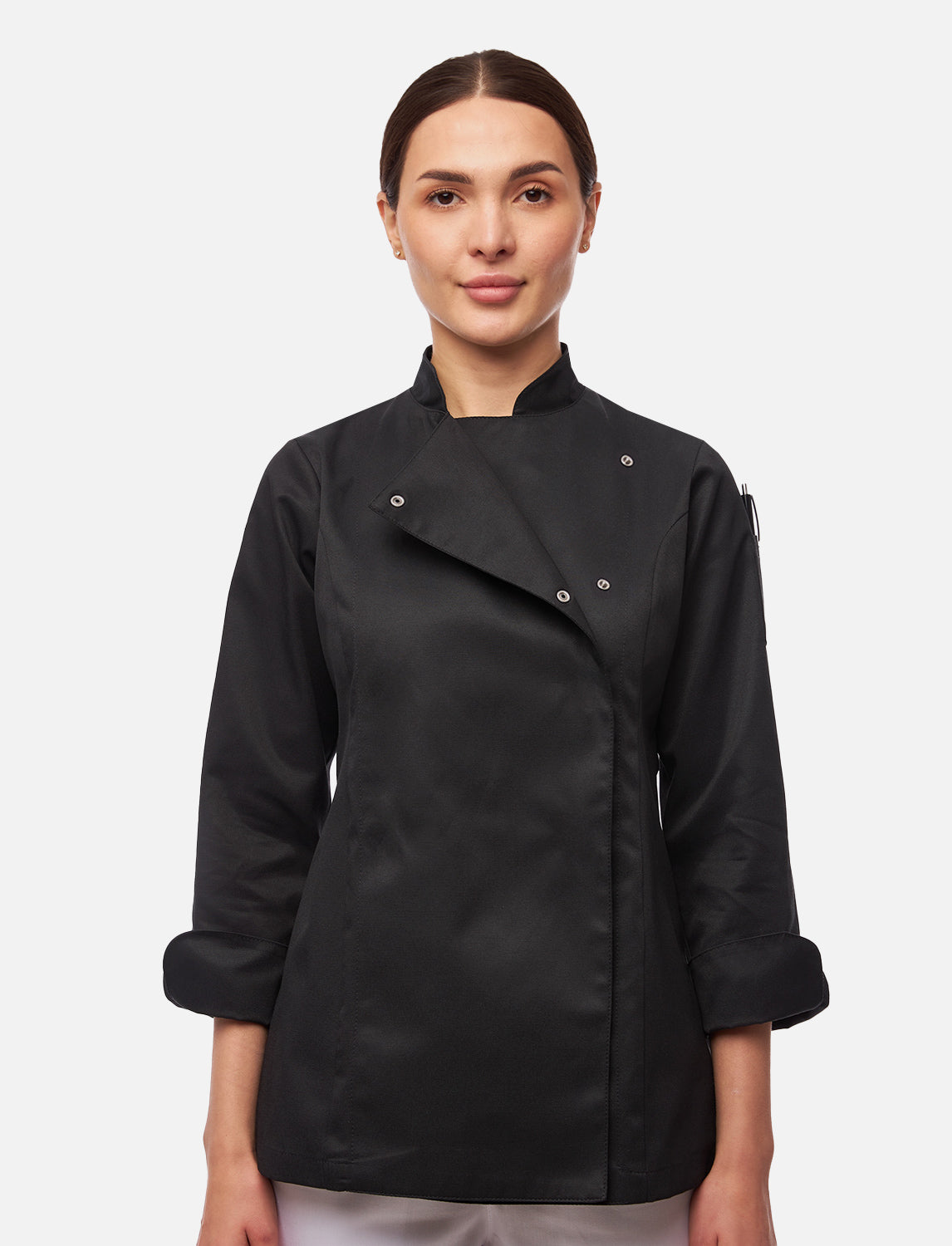 Damen Kochjacke Langarm mit Druckknöpfen aus easyClean Baumwolle