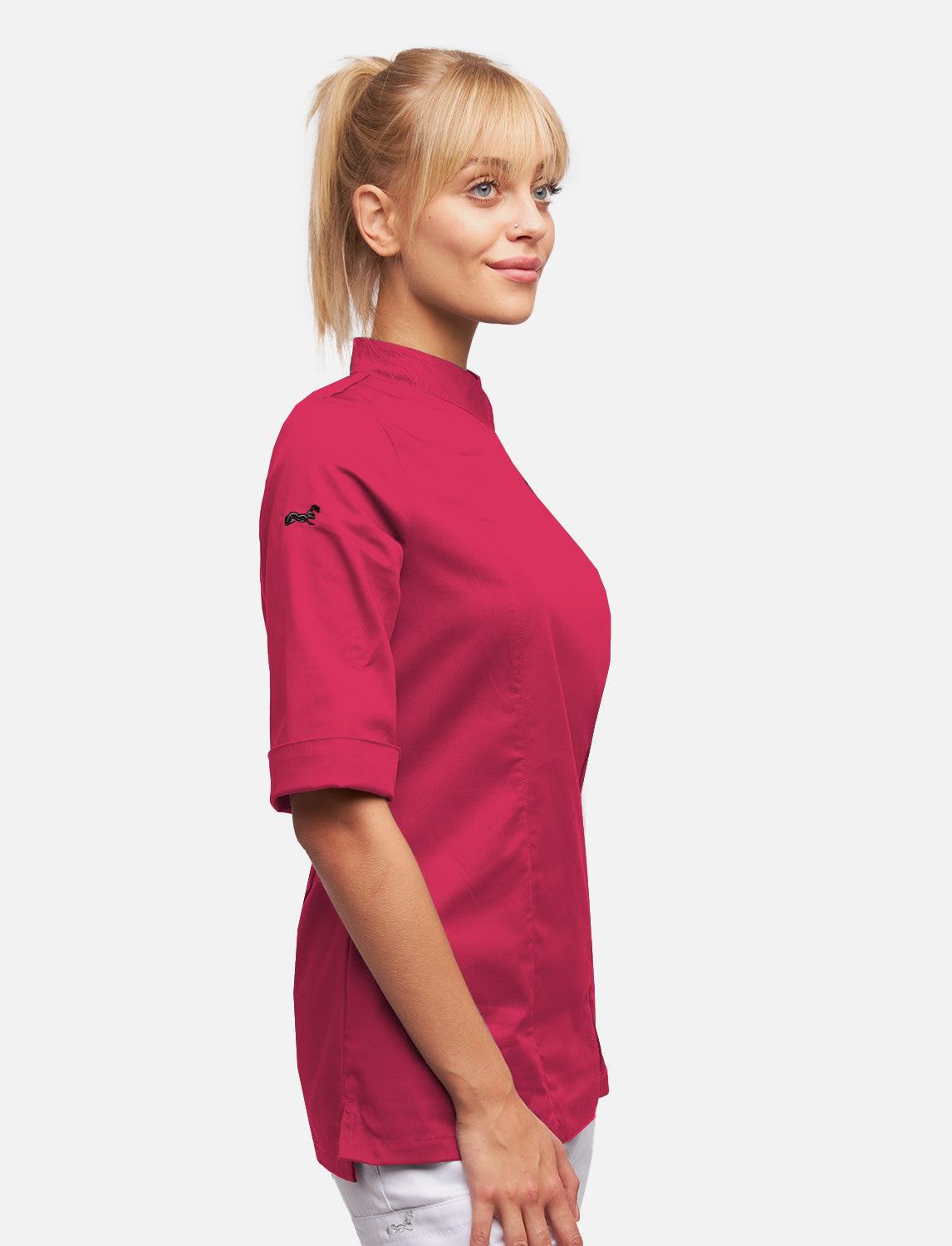 Damen Stretch Kochjacke mit Reißverschluss Slim Fit