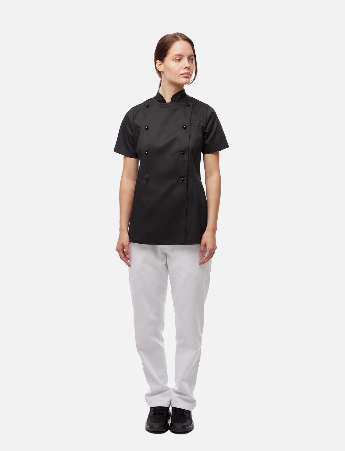 Damen Kochjacke mit Stretch Rücken inkl. Kugelknöpfe Kurzarm