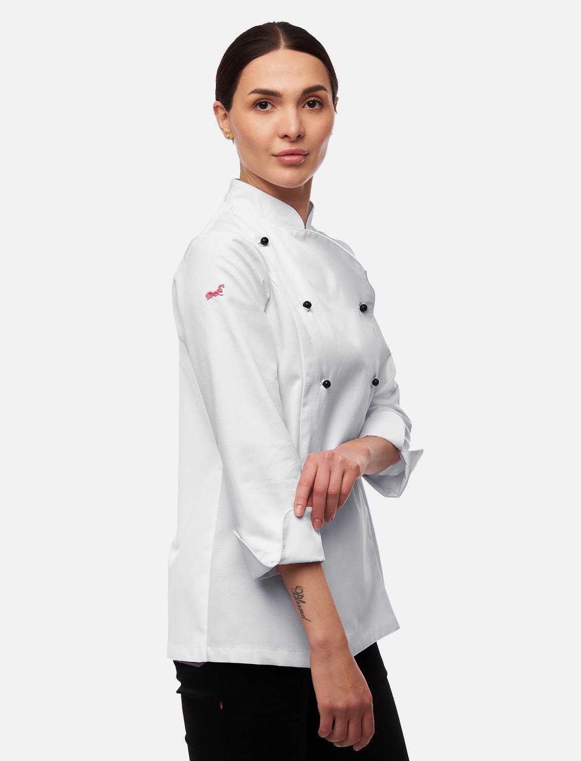 Damen Kochjacke mit Stretch Rücken inkl. Kugelknöpfe Langarm