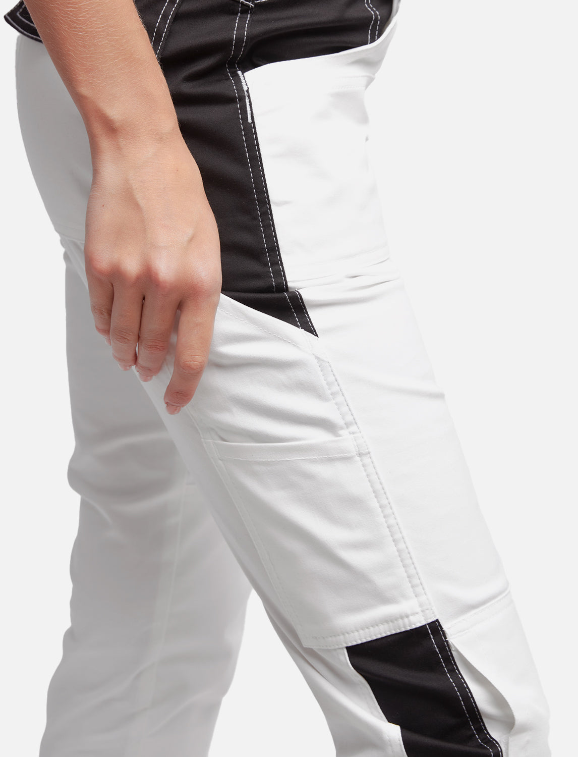 power Stretch Damen Malerhose Arbeitslatzhose Weiß mit Kniepolstertaschen