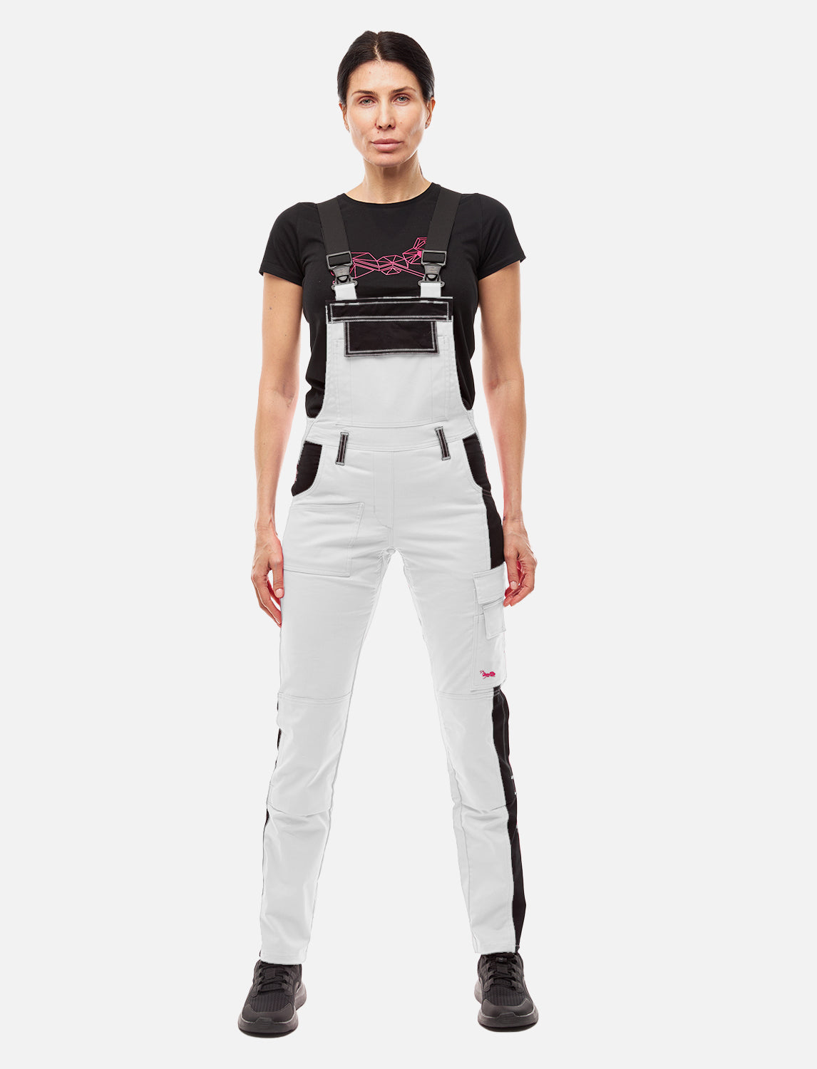 power Stretch Damen Malerhose Arbeitslatzhose Weiß mit Kniepolstertaschen